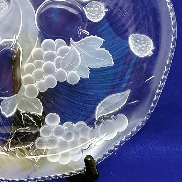 Serving Platter WP&G Bountiful Frosted Crystal Fruit Design 14" Vintage Platter - Picture 5 of 10